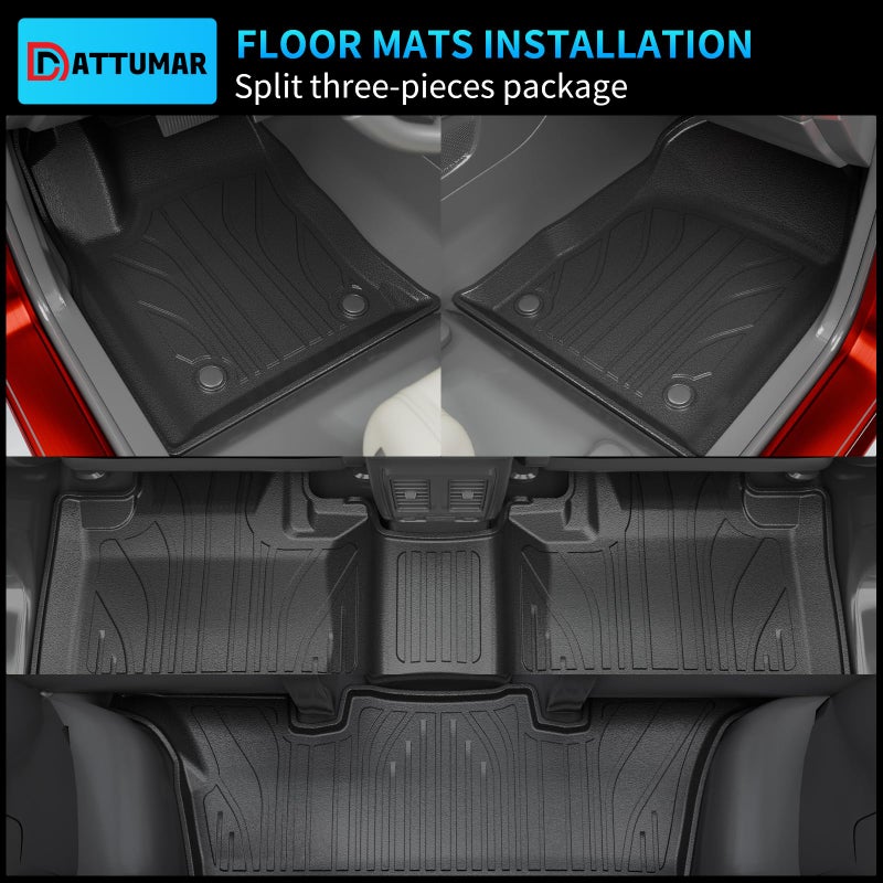 Dattumar Floor Mats Compatible with 2016-2025 2026 Dodge Durango 6-Seater Trunk Mat Cargo Liner All Weather Back Seat Cover 2024 Durango Accessories (Trunk Mat+3rd Row Backrest Mats+Floor Mats) - Image 3