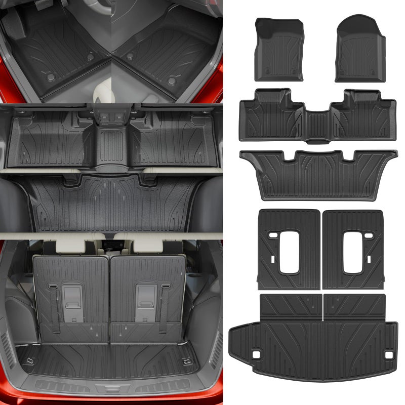 Dattumar Floor Mats Compatible with 2016-2025 2026 Dodge Durango 6-Seater Trunk Mat Cargo Liner All Weather Back Seat Cover 2024 Durango Accessories (Trunk Mat+3rd Row Backrest Mats+Floor Mats) - Image 1