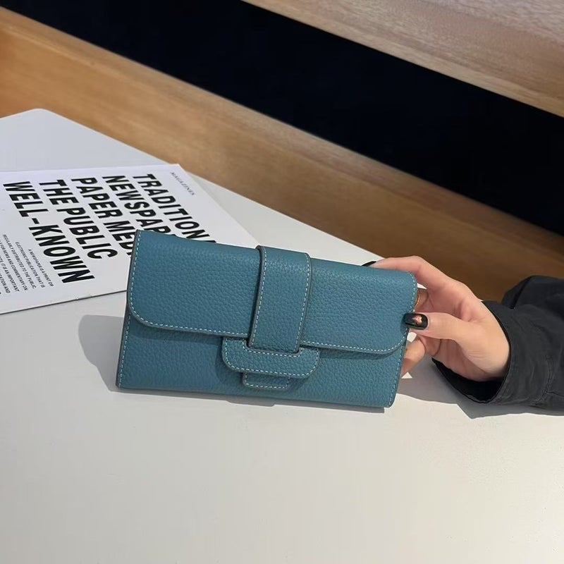 First-Layer Cowhide Flip-Top Korean Style Storage Wallet Small Fresh Multi-Card Slot Multi-Functional Wallet Cross-Body Mobile Phone Bag - Image 3