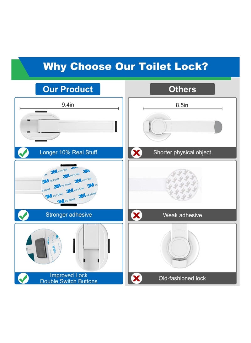 شو وو Toilet Seat Locks Baby Proof, SYOSI Ideal Child Proof Lock with Arm Safety No Tools, Drill Needed Easy Installation Stonger 3M Adhesive, Fits Most Toilets - Image 5