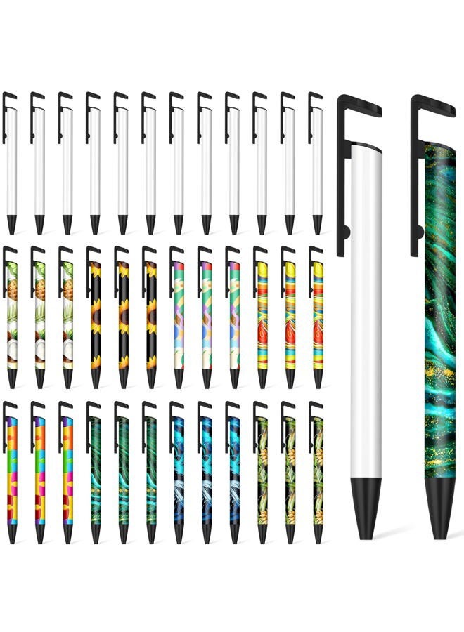 Yexiya Sublimation Pens Blank Heat Transfer Pen Sublimation Ballpoint Pen with Shrink Wrap White Aluminum Customized Clip Pen School Supplies for DIY Office School Stationery Supplies (36 Pcs) - Image 1