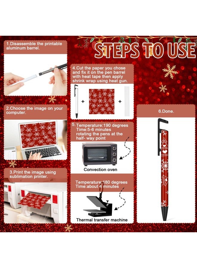Yexiya Sublimation Pens Blank Heat Transfer Pen Sublimation Ballpoint Pen with Shrink Wrap White Aluminum Customized Clip Pen School Supplies for DIY Office School Stationery Supplies (36 Pcs) - Image 4