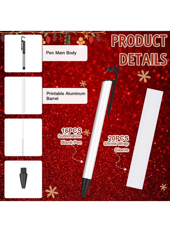Yexiya Sublimation Pens Blank Heat Transfer Pen Sublimation Ballpoint Pen with Shrink Wrap White Aluminum Customized Clip Pen School Supplies for DIY Office School Stationery Supplies (36 Pcs) - Image 3