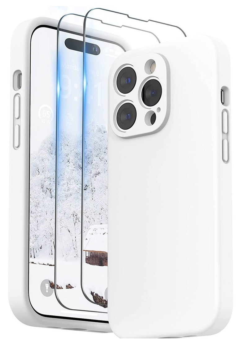 Raxoom Case Compatible with iPhone 14 Pro MAX with Screen Protector, Silicone Case with Camera Protection, Case Compatible with iPhone 14 Pro MAX 6.7" (White) - Image 1