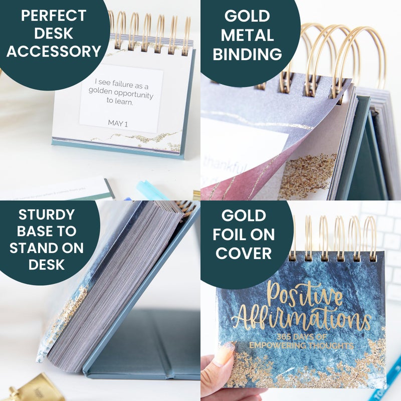 bloom daily planners Undated Perpetual Desk Easel/Inspirational Standing Flip Calendar - Motivational Page a Day - (5.25" x 5.5") - Positive Daily Affirmations - Image 5