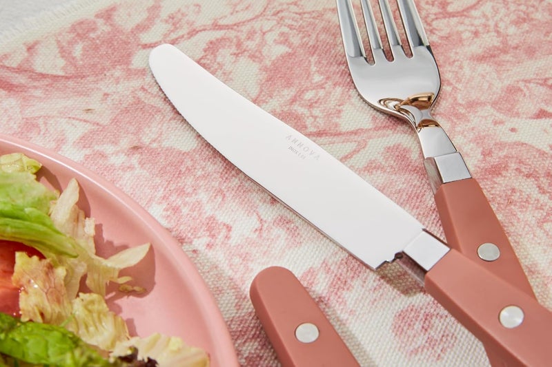 Annova ANNOVA Silverware Set Stainless Steel Cutlery Color Handle With RivetRetro Flatware Brown 20 Pieces - Image 5