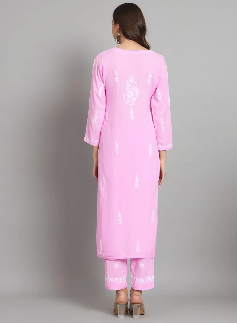 Alaya Women Hand Embroidered Chikankari Cotton kurta set-AL3451KS