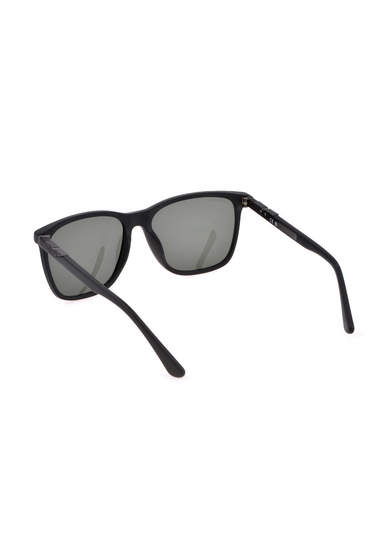 POLICE - نظارات شمسية مستطيلة الشكل للرجال بPolarized من الأسيتات SPL872H59703Z - حجم العدسة: 59 مم - نيرو سابياتو/أوباكو 703Z - Image 1