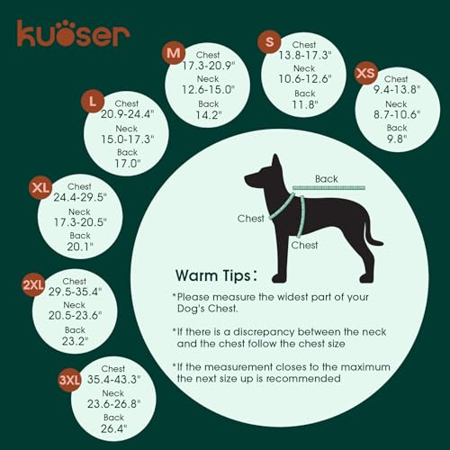Kuoser Waterproof Dog Coat Reversible Dog Jacket for Medium Dogs Adjustable Durable Doggie Winter Coat Warm Puppy Cold Weather Apparel from Small to Large Breed Rose M - Image 3