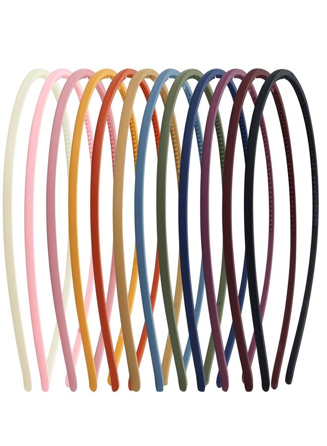 HAWAWA 12 Pieces Plastic Teeth Comb Headband Frosted Slim Thin Plastic Hair Hoop DIY Hair Bands for Girls and Women Hair Accessories Multi-color - Image 1