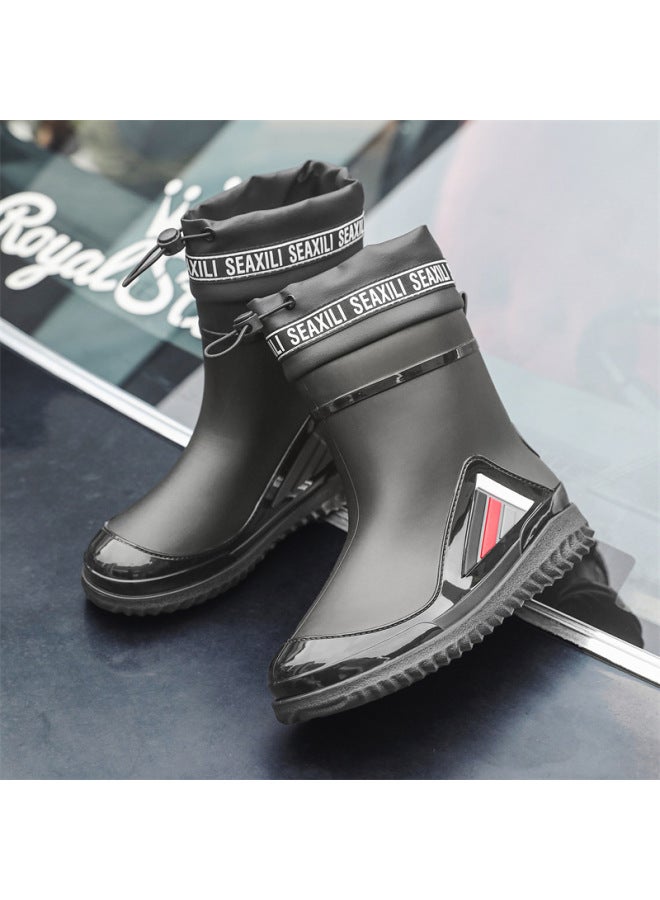 New Men's And Women's Water Shoes Casual Thick-soled Non-slip Beam Warm Rain Shoes Fishing Kitchen Car Wash Men's Rubber Shoes