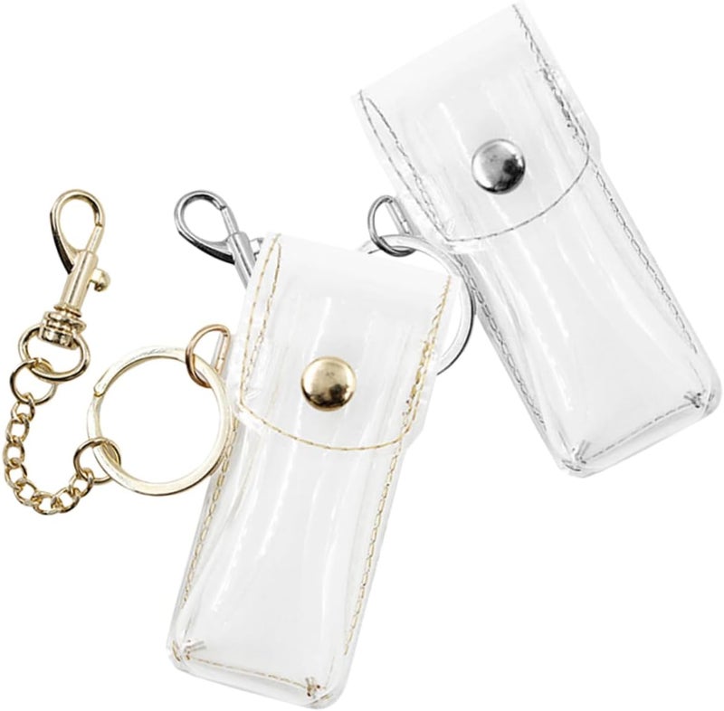2pcs Lipstick Pouch Keychains for Makeup Cute Keychain Lip Balm Holder Pvc Material Travel Home Use - Image 1