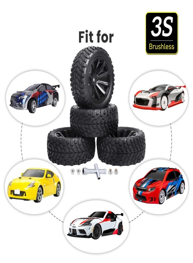Hobbyfire 4Pcs 12mm Hex RC Wheels Tires Height 2.99 inch (76mm) for 1/10 On Road and 1/14 1/16 1/18 Scale Models Cars Truck Buggy with Foam Inserts - Image 3