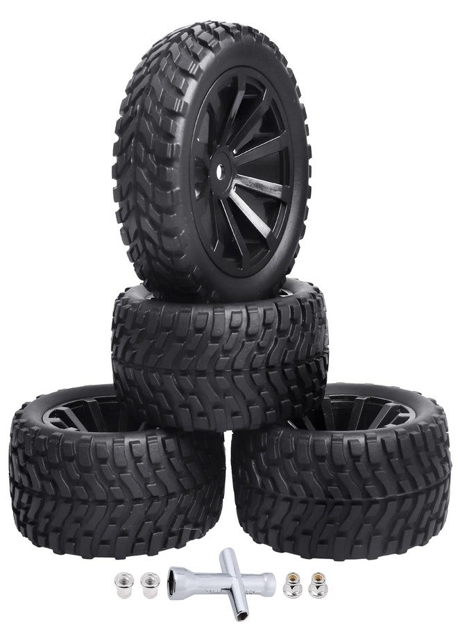 Hobbyfire 4Pcs 12mm Hex RC Wheels Tires Height 2.99 inch (76mm) for 1/10 On Road and 1/14 1/16 1/18 Scale Models Cars Truck Buggy with Foam Inserts - Image 1