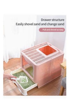 Generic Two-Way Foldable Drawer Type Cat Litter Box Pink 51x41x38cm  - Image 1
