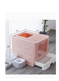 Generic Two-Way Foldable Drawer Type Cat Litter Box Pink 51x41x38cm  - Image 4