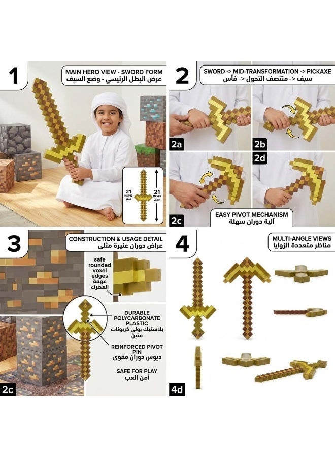 AirYoung Big Sword 21 Inch Length Minecraft Toy For Kids Fans Players Gold - Image 3
