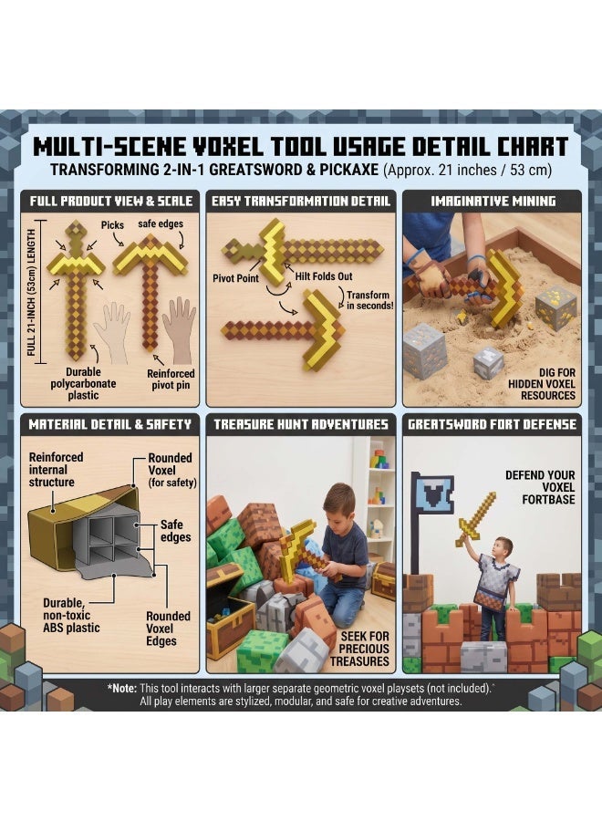 AirYoung Big Sword 21 Inch Length Minecraft Toy For Kids Fans Players Gold - Image 4