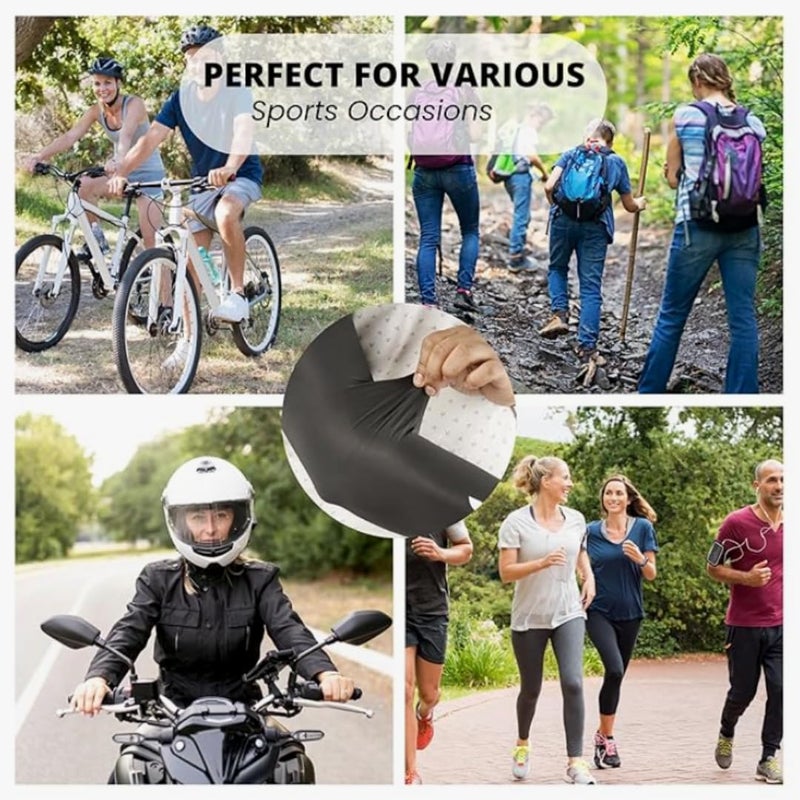 BADOWL Combo Pack: Full Face Balaclava for Men & Women - UV Protection, Breathable Fabric for Biking, Cycling & Outdoor Activities (Blue) + Arm Sleeves (Black) - Image 5