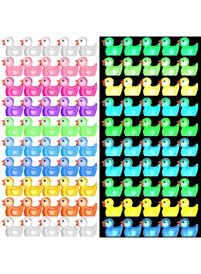 Queekay 50 قطعة من البط المصغر المصنوع من الراتنج - بط صغير مضيء - زينة مضيئة في الظلام لزينة منزل الدمى وحديقة الزينة - حرف يدوي - منظر طبيعي مصغر - زينة حوض السمك - زينة حفلات (بط) - Image 1