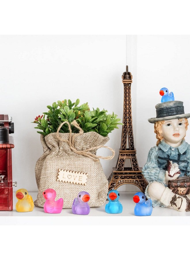 Queekay 50 قطعة من البط المصغر المصنوع من الراتنج - بط صغير مضيء - زينة مضيئة في الظلام لزينة منزل الدمى وحديقة الزينة - حرف يدوي - منظر طبيعي مصغر - زينة حوض السمك - زينة حفلات (بط) - Image 4