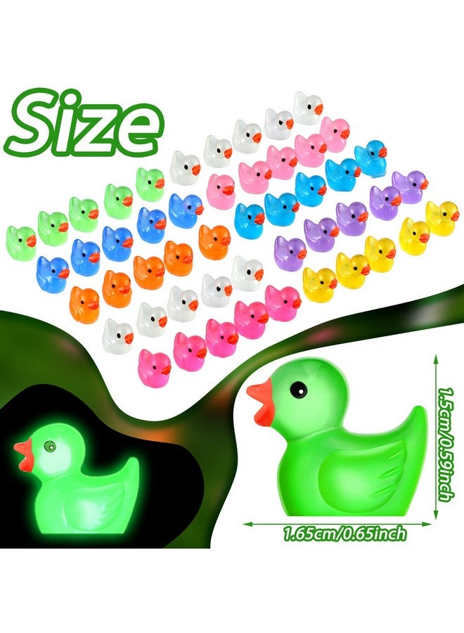 Queekay 50 قطعة من البط المصغر المصنوع من الراتنج - بط صغير مضيء - زينة مضيئة في الظلام لزينة منزل الدمى وحديقة الزينة - حرف يدوي - منظر طبيعي مصغر - زينة حوض السمك - زينة حفلات (بط) - Image 3