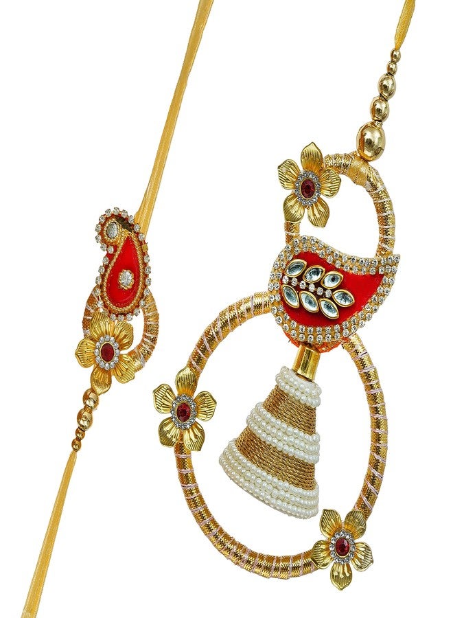 iinfinize Rakhi Combo Set of 2 for Brother and Bhabhi Rakshabandhan Roli Chawal Lumba Designer Rakhis For Bhabhi Rakhi For Couple - Image 1