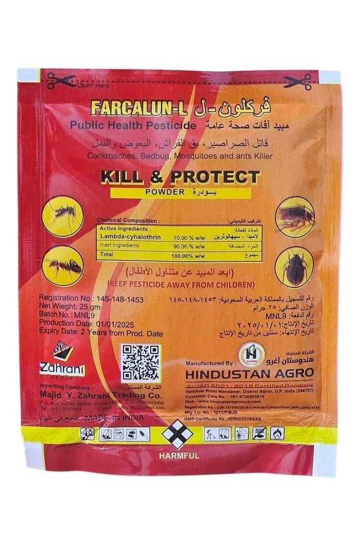 Farcalun L Insecticide Powder for Controlling Cockroaches Ants and Bed Bugs 25g - Image 1