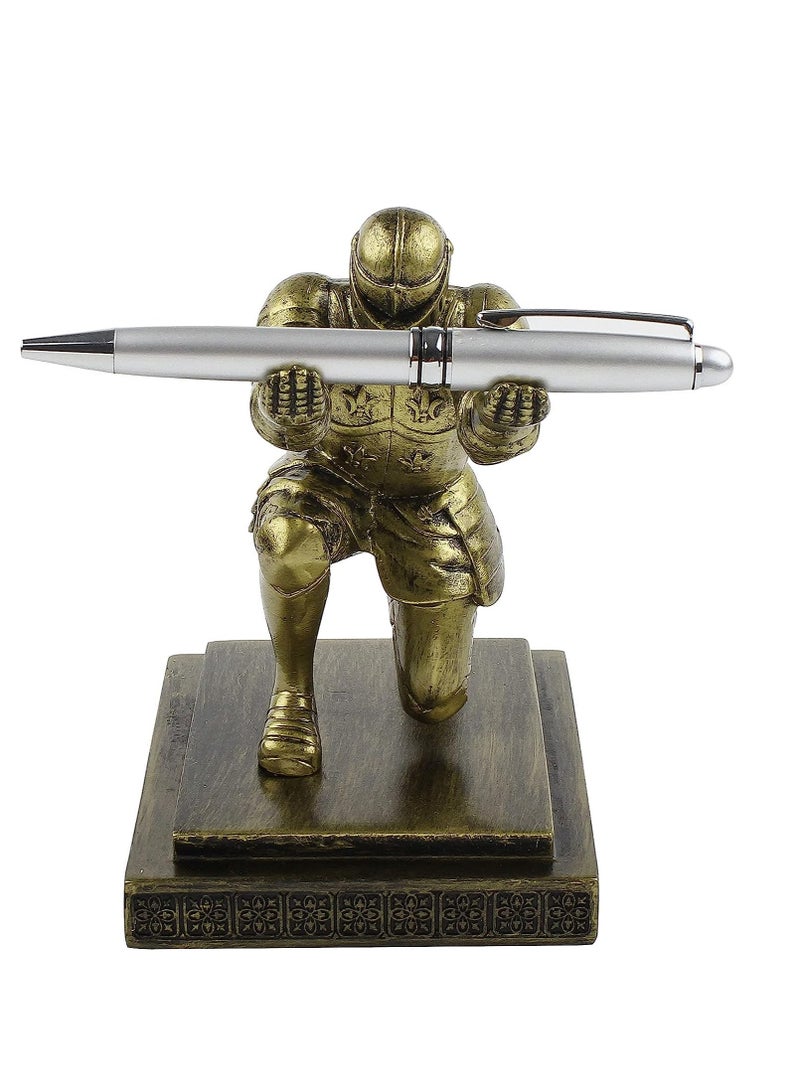 SYOSI Executive Knight Pen Holder  Personalized decoration Desk Accessory Stationery organizer, creative Pen Stand Decorative Gift for Office Blue - Image 3