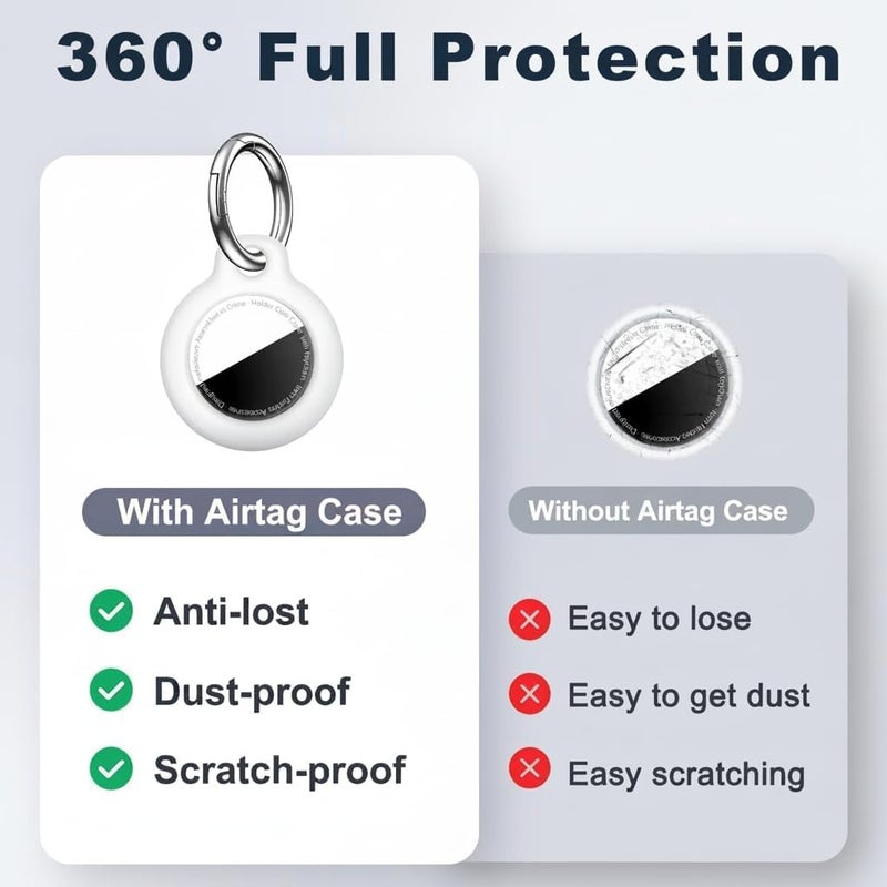 حافظة MOLOSLEEVE لحامل Airtag مع سلسلة مفاتيح، غطاء GPS مقاوم للصدمات ومضاد للخدش لـ Air Tags، إكسسوارات Airtags لحالات تتبع GPS للحقائب والأمتعة، أبيض - Image 4