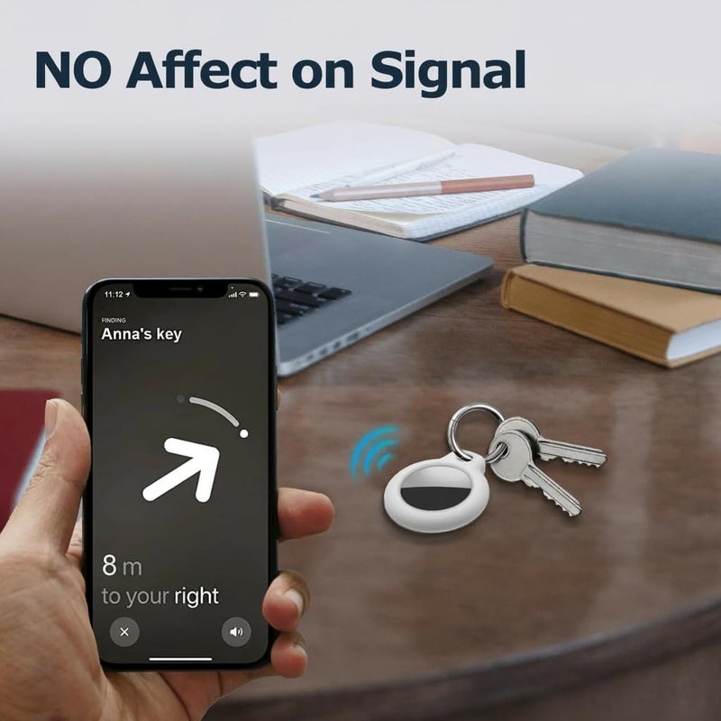 حافظة MOLOSLEEVE لحامل Airtag مع سلسلة مفاتيح، غطاء GPS مقاوم للصدمات ومضاد للخدش لـ Air Tags، إكسسوارات Airtags لحالات تتبع GPS للحقائب والأمتعة، أبيض - Image 3