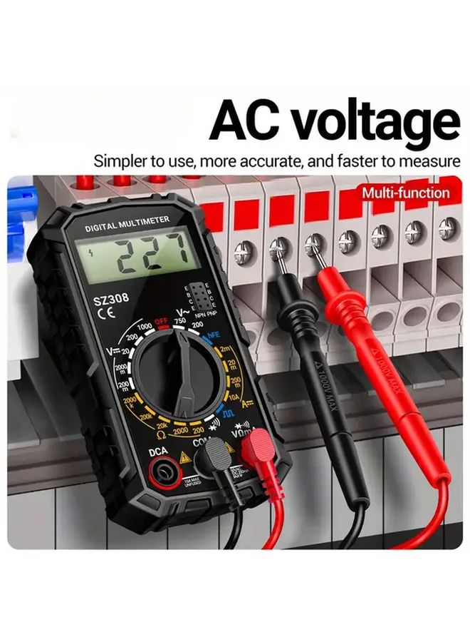 Red Mini Digital Multimeter Voltage Current Resistance Tester With LCD Backlight - Image 3