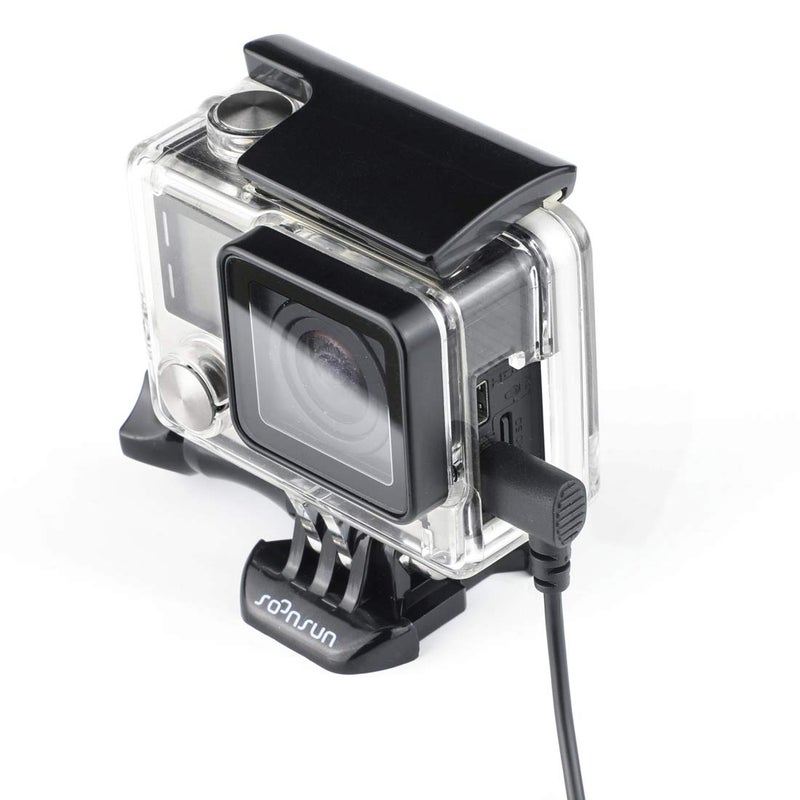 SOONSUN Skeleton Housing Protective Case with Quick Release Buckle + 6.5ft Lavalier Lapel Clip-on Microphone Mic for GoPro Hero4 Hero 4 3+ Hero3 Camera - Image 3
