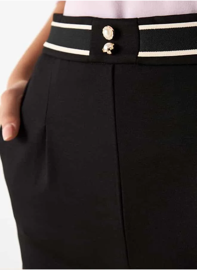 2Xtremz 2Xtremz Button Accent Flared Leg Trousers with Pockets