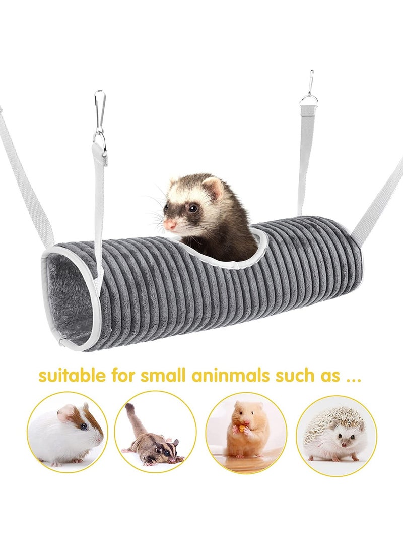 SYOSI Small Animal Hanging Tunnel, Hamster Hanging Tunnel Warm Soft Hanging Bed Small Animal Hanging Hideout Tunnel Suit for Hamster Chinchilla Ferret Squirrel (Grey) - Image 4