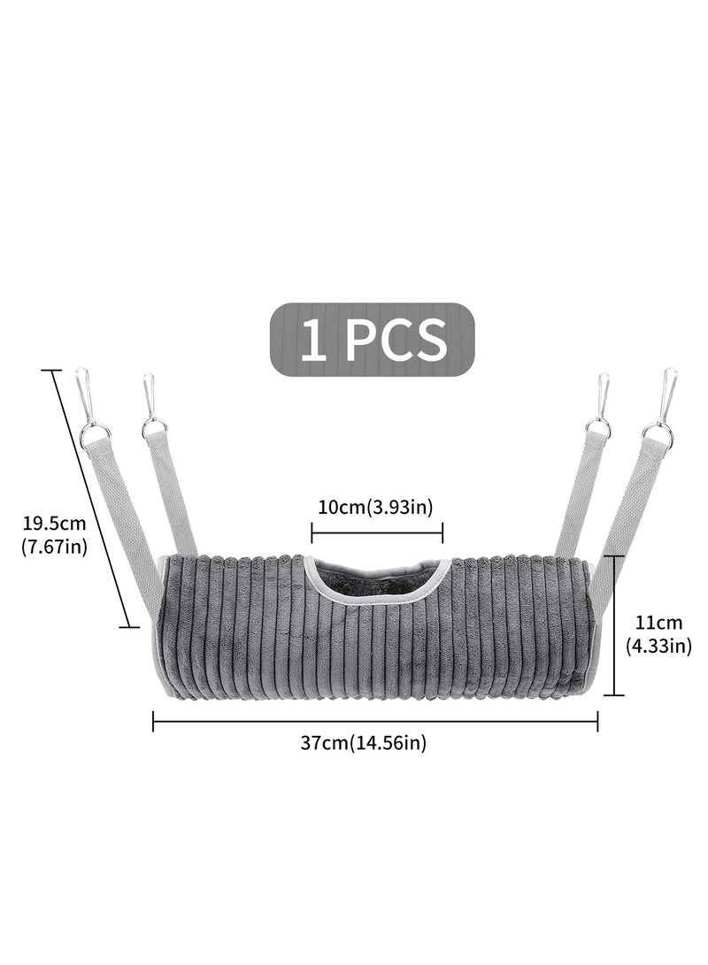 SYOSI Small Animal Hanging Tunnel, Hamster Hanging Tunnel Warm Soft Hanging Bed Small Animal Hanging Hideout Tunnel Suit for Hamster Chinchilla Ferret Squirrel (Grey) - Image 2