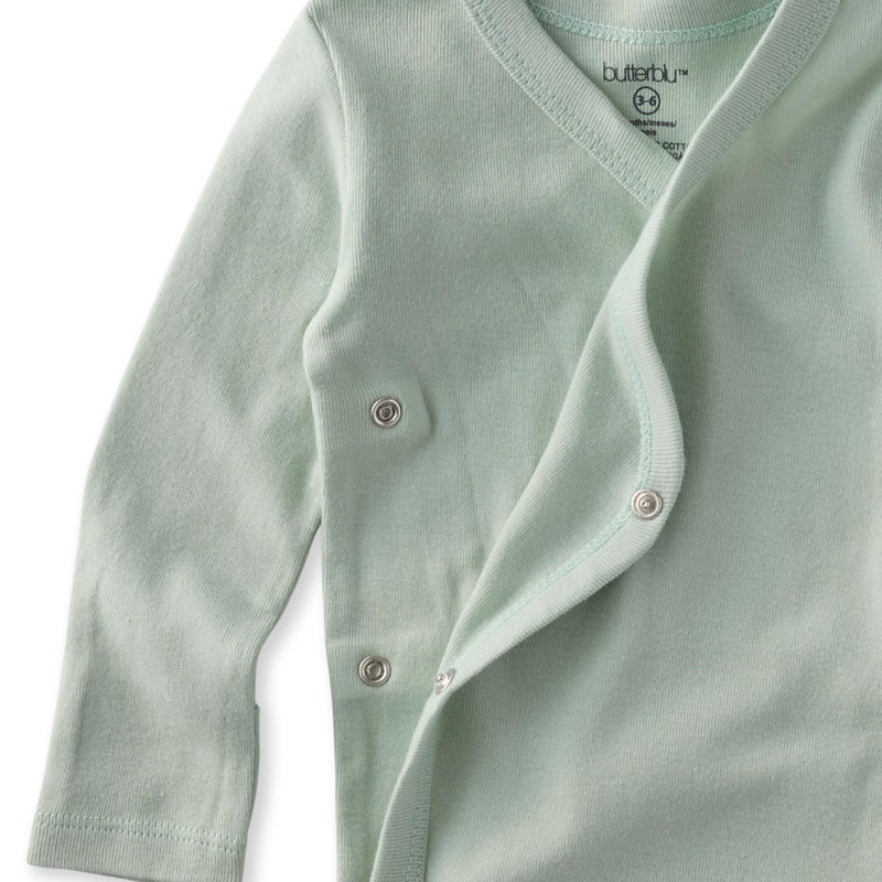 Butterblu Sterling 3-Pack Kimono Bodysuits 100% Organic Cotton Side Snap for Baby Boys & Girls, Seafoam, 0-3 Months - Image 2