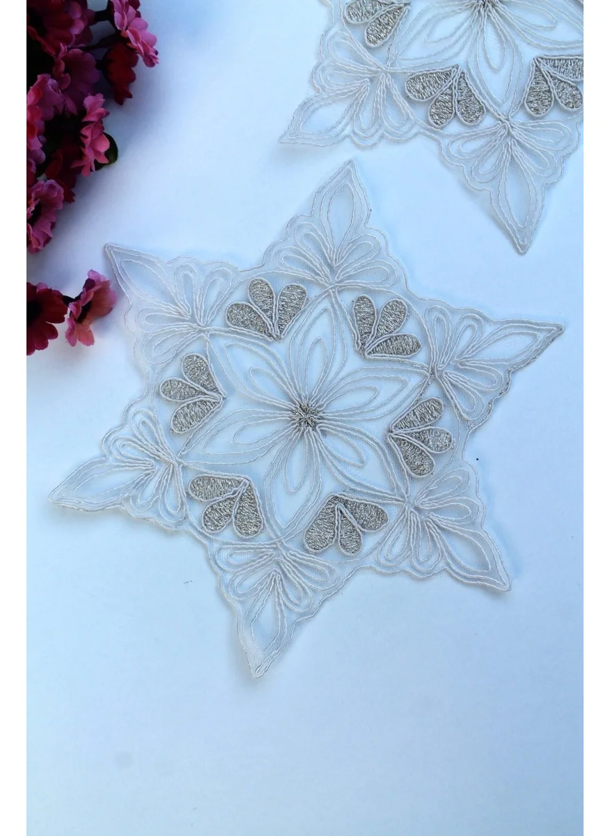 Emtory Home 6 Pieces Star Motif Cream Gold Glitter Coasters & Cocktail Napkins