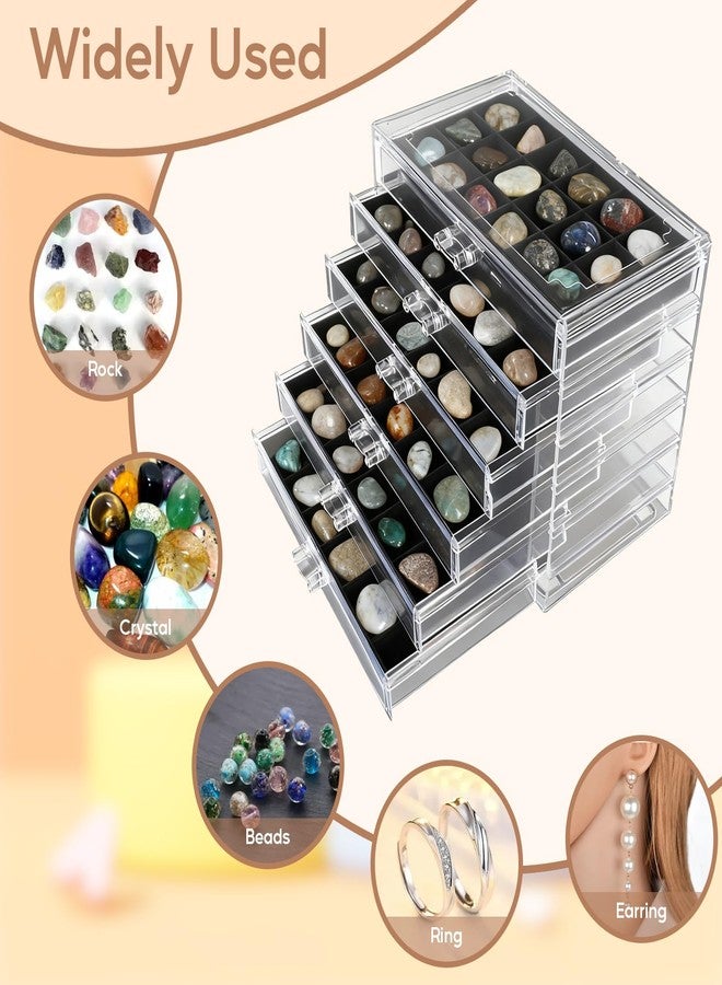 Yallmie Rock Collection Box, 108 Grid Rock Collection Display Case, Crystal Display Shelf, Rock, Gemstone Display Case, Acrylic Clear Display Organizer for Gemstone Fossil Stone Display - Image 5