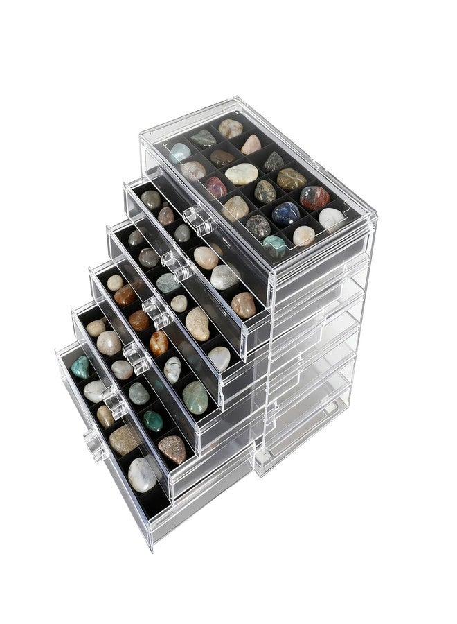 Yallmie Rock Collection Box, 108 Grid Rock Collection Display Case, Crystal Display Shelf, Rock, Gemstone Display Case, Acrylic Clear Display Organizer for Gemstone Fossil Stone Display - Image 1