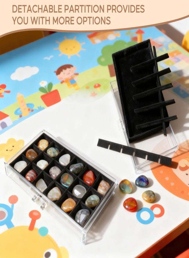 Yallmie Rock Collection Box, 108 Grid Rock Collection Display Case, Crystal Display Shelf, Rock, Gemstone Display Case, Acrylic Clear Display Organizer for Gemstone Fossil Stone Display - Image 4