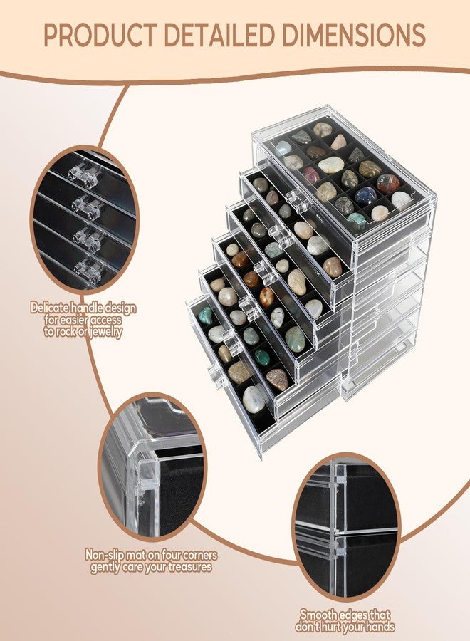 Yallmie Rock Collection Box, 108 Grid Rock Collection Display Case, Crystal Display Shelf, Rock, Gemstone Display Case, Acrylic Clear Display Organizer for Gemstone Fossil Stone Display - Image 3