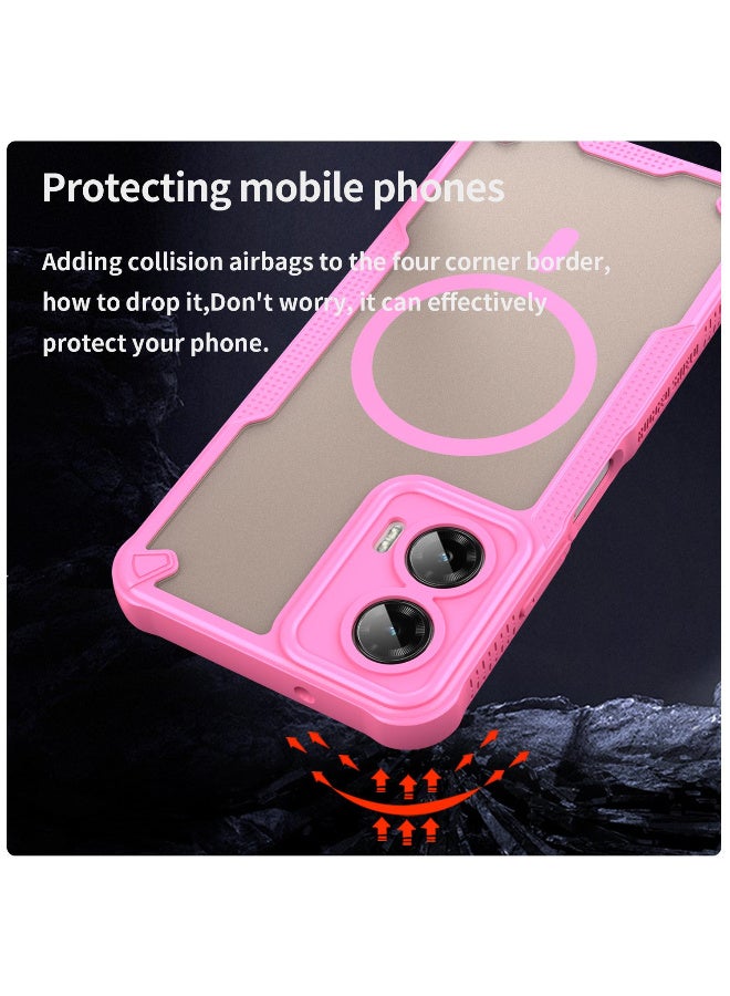 Cover For Moto G35 5G Armor Glaze MagSafe Magnetic Phone Case Raised edges around the screen and camera lens help prevent scratches - Pink - Image 3