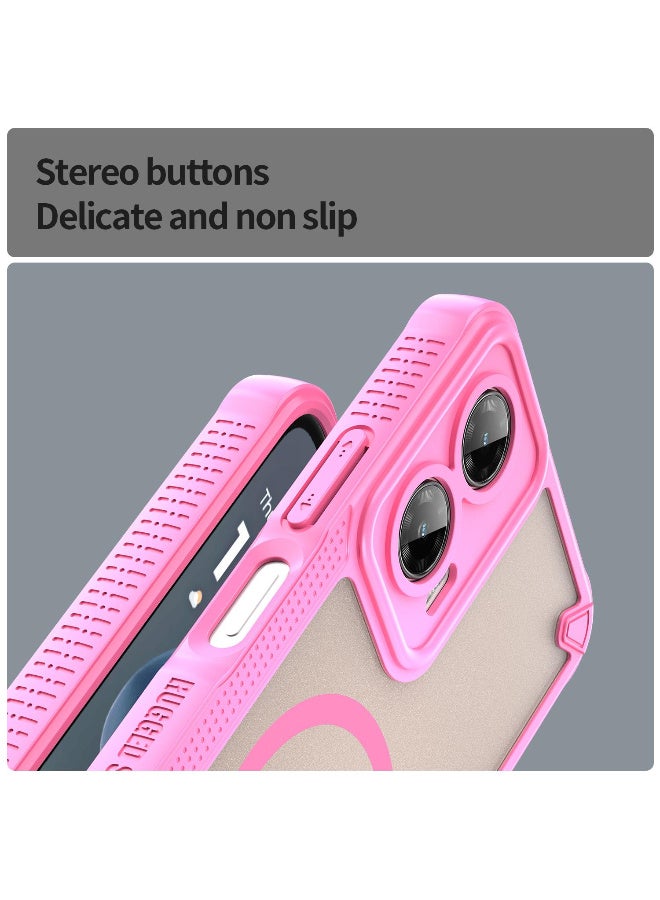Cover For Moto G35 5G Armor Glaze MagSafe Magnetic Phone Case Raised edges around the screen and camera lens help prevent scratches - Pink - Image 5