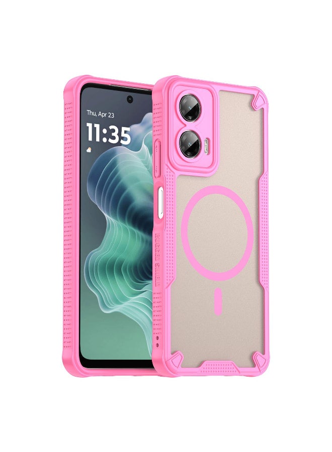 Cover For Moto G35 5G Armor Glaze MagSafe Magnetic Phone Case Raised edges around the screen and camera lens help prevent scratches - Pink - Image 1