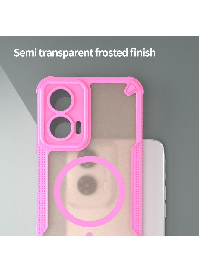 Cover For Moto G35 5G Armor Glaze MagSafe Magnetic Phone Case Raised edges around the screen and camera lens help prevent scratches - Pink - Image 4