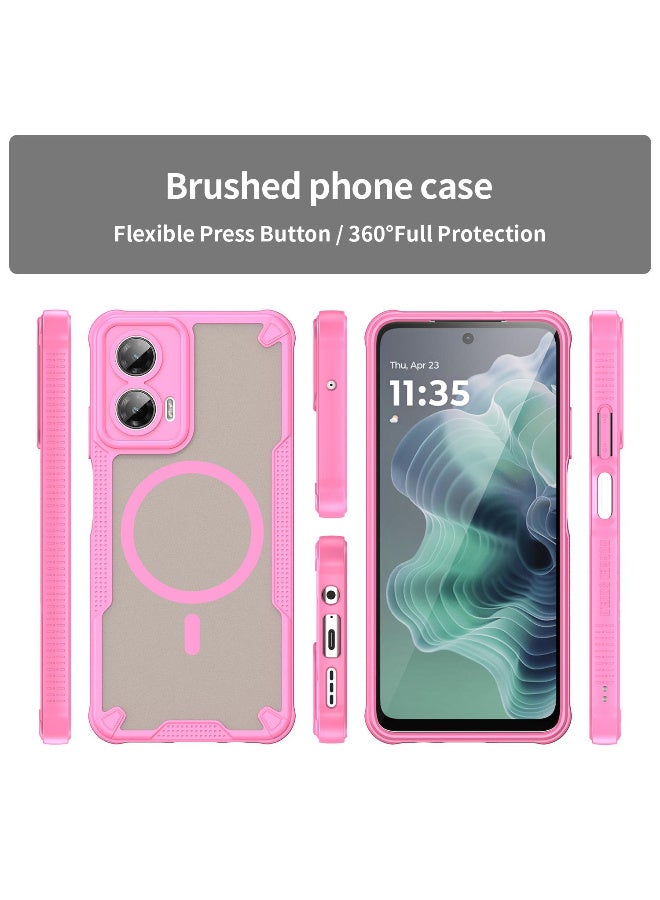 Cover For Moto G35 5G Armor Glaze MagSafe Magnetic Phone Case Raised edges around the screen and camera lens help prevent scratches - Pink - Image 2