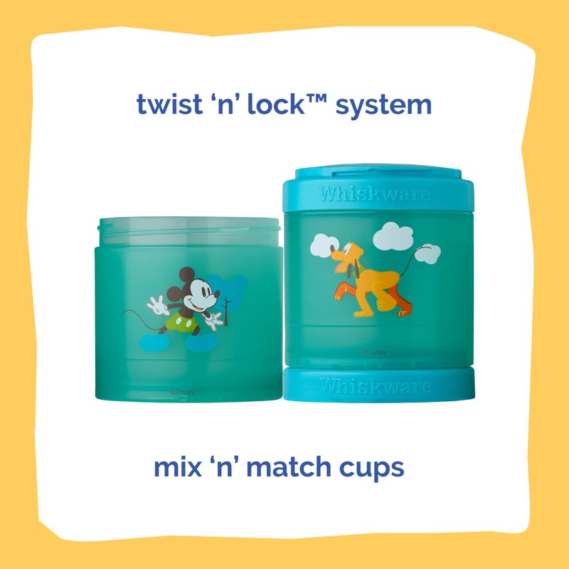 Whiskware Disney Stackable Snack Containers for Kids and Toddlers, 3 Stackable Snack Cups for School and Travel, Mickey and Pluto - Image 3