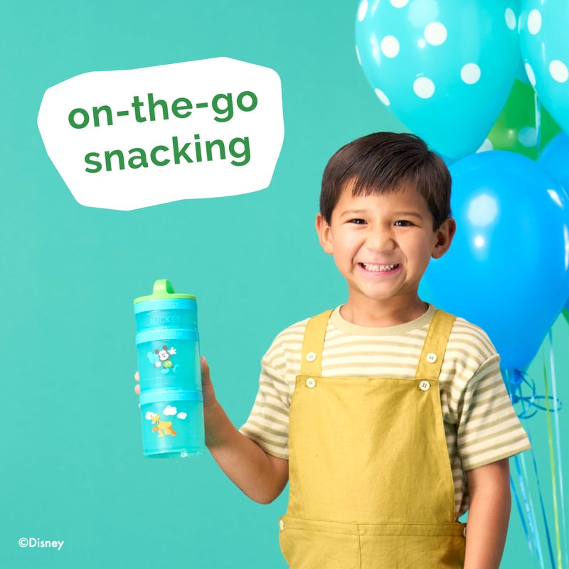 Whiskware Disney Stackable Snack Containers for Kids and Toddlers, 3 Stackable Snack Cups for School and Travel, Mickey and Pluto - Image 5