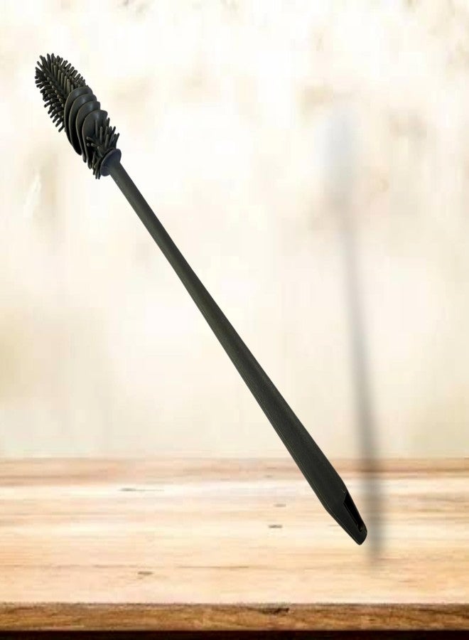 Kitchen4U - Bottle Cleaning Brush Silicone Long Handle for Baby Bottle, Water Bottle, Containers, Vase and Glass Cleaner (31-CM-Silicone-Grey-Brush) - Image 1